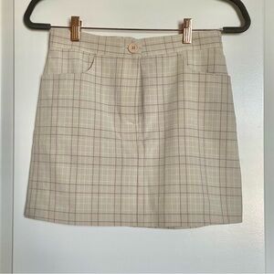 OAK + FORT Plaid Mini Skirt in Beige and Brown
